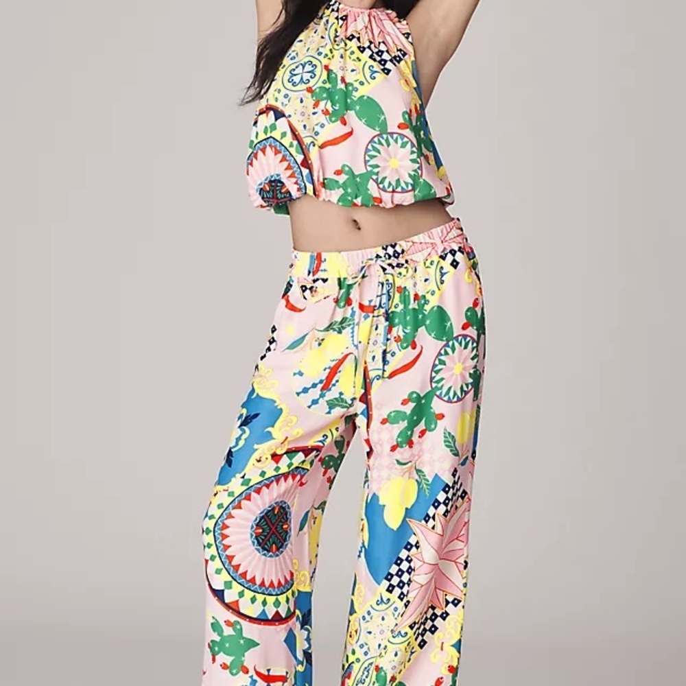 Anthropologie Maeve Silk Pull On Pants new wtag Colorful Women's Floral pants - Picture 4 of 7